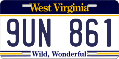 WV license plate 9UN861