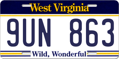 WV license plate 9UN863