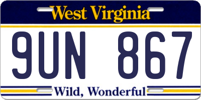 WV license plate 9UN867