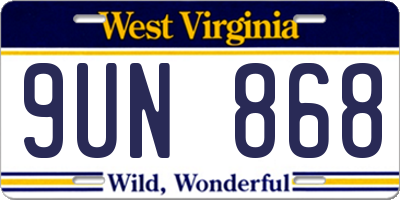 WV license plate 9UN868