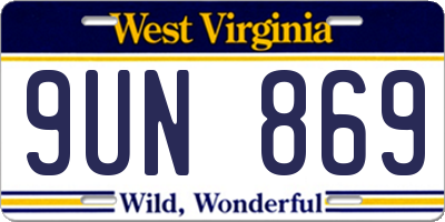 WV license plate 9UN869