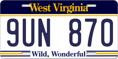 WV license plate 9UN870