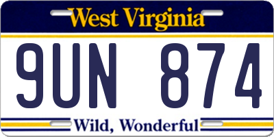 WV license plate 9UN874