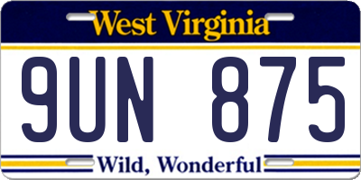 WV license plate 9UN875