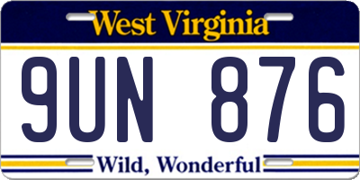 WV license plate 9UN876