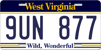 WV license plate 9UN877