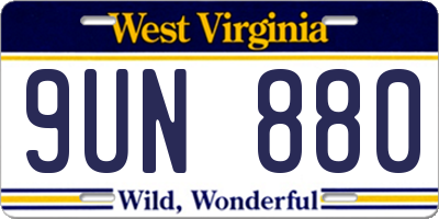 WV license plate 9UN880