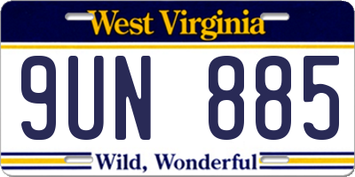WV license plate 9UN885