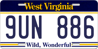 WV license plate 9UN886