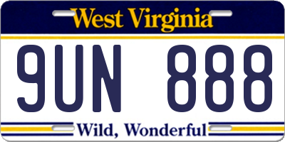 WV license plate 9UN888