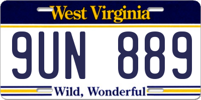 WV license plate 9UN889