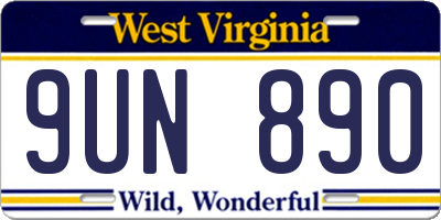 WV license plate 9UN890