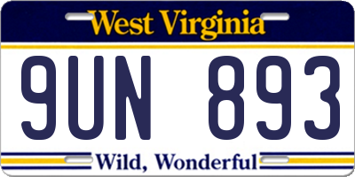 WV license plate 9UN893