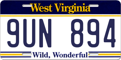 WV license plate 9UN894