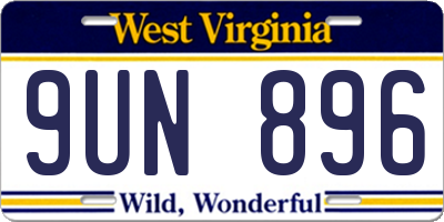 WV license plate 9UN896