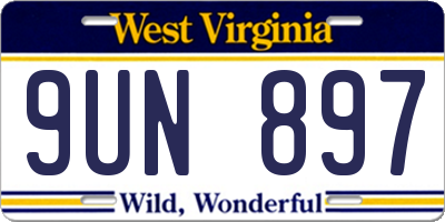 WV license plate 9UN897