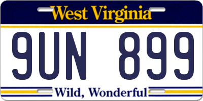 WV license plate 9UN899