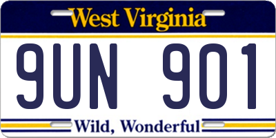 WV license plate 9UN901