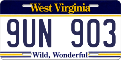 WV license plate 9UN903