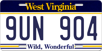 WV license plate 9UN904