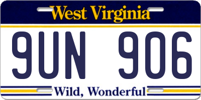 WV license plate 9UN906