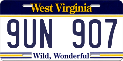 WV license plate 9UN907