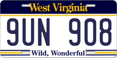 WV license plate 9UN908