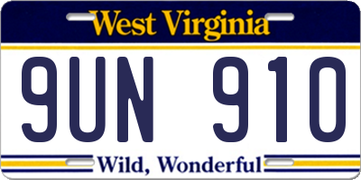 WV license plate 9UN910