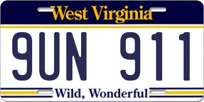 WV license plate 9UN911