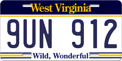 WV license plate 9UN912