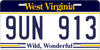 WV license plate 9UN913