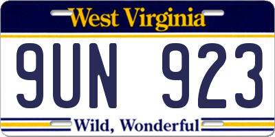 WV license plate 9UN923