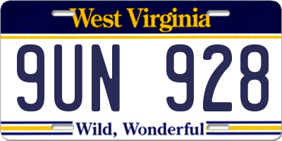 WV license plate 9UN928