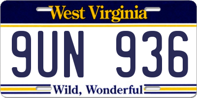 WV license plate 9UN936