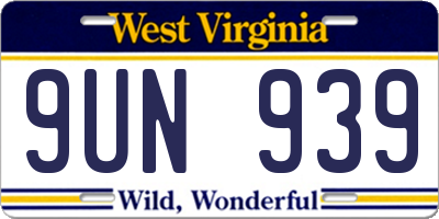WV license plate 9UN939