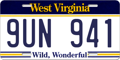 WV license plate 9UN941
