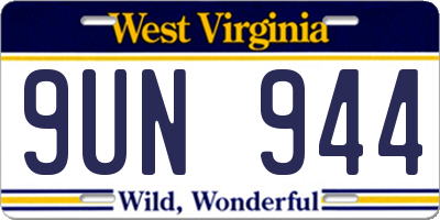WV license plate 9UN944