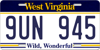 WV license plate 9UN945