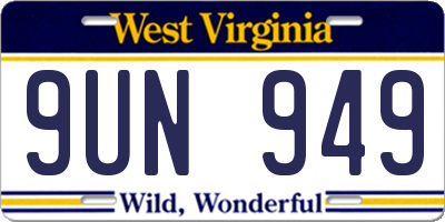 WV license plate 9UN949