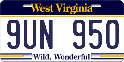 WV license plate 9UN950