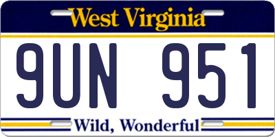 WV license plate 9UN951