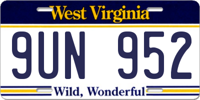 WV license plate 9UN952