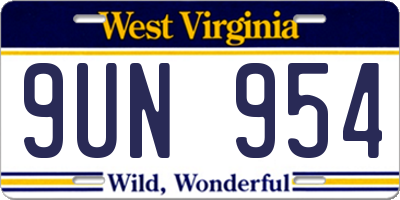 WV license plate 9UN954
