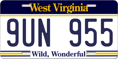 WV license plate 9UN955
