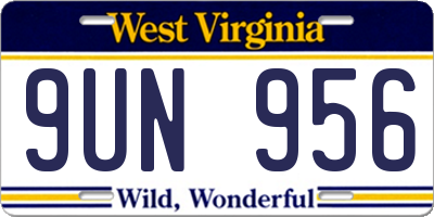 WV license plate 9UN956