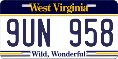 WV license plate 9UN958