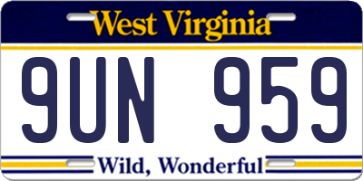 WV license plate 9UN959