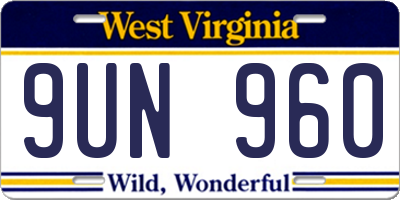 WV license plate 9UN960