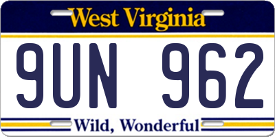 WV license plate 9UN962
