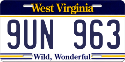 WV license plate 9UN963